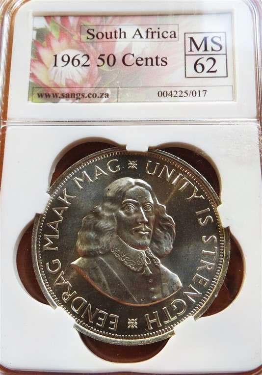 1962 5 Shillings Crown Silver SANGS MS62