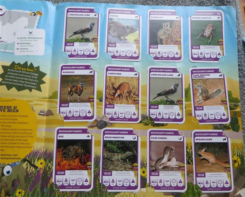 South African Super Animals Trading Cards Collection - 3 missing