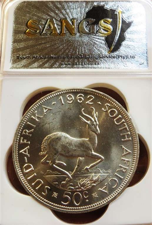 1962 5 Shillings Crown Silver SANGS MS62