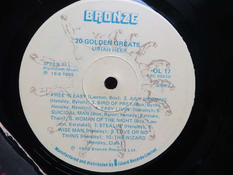 20 Golden Greats of Uriah Heep - Vintage Vinyl LP VG