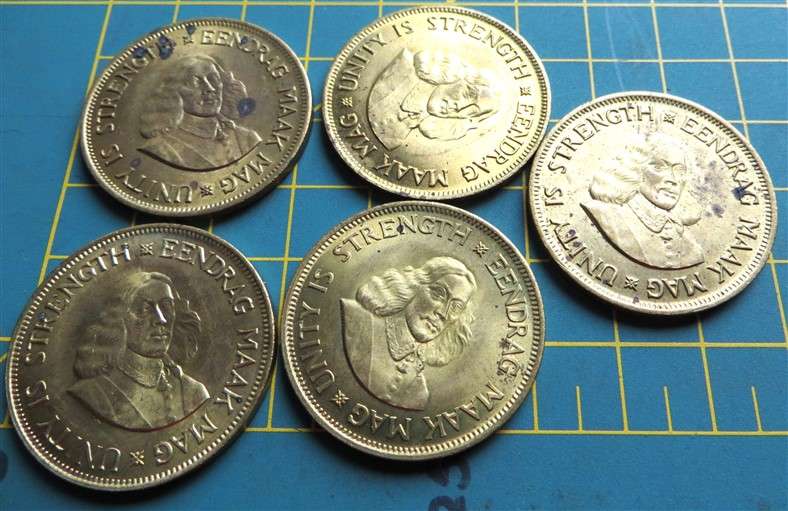 5 x SA Republic 1961/62/64 1 Cent Coins Lot