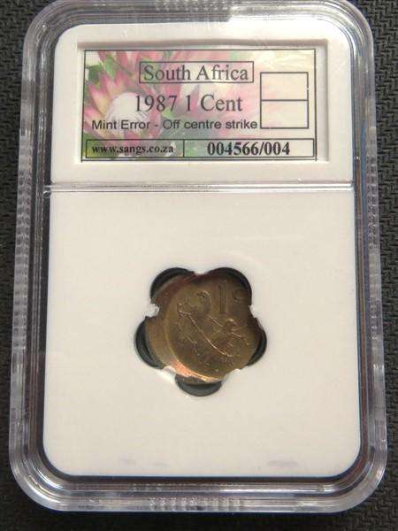1987 1c Off Centre Strike - Mint Error coin - SANGS