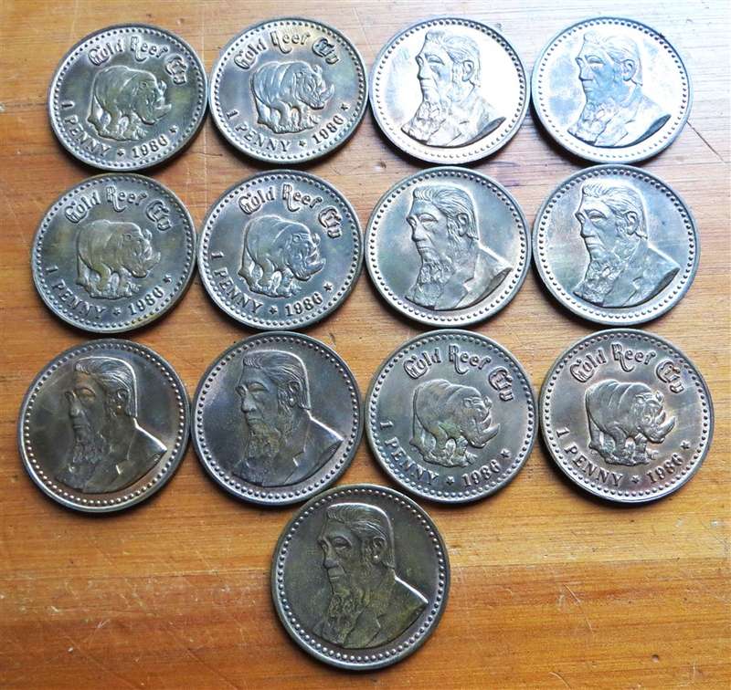 13 x Gold Reef City Mint Pennies - Lustre - Bid per Coin