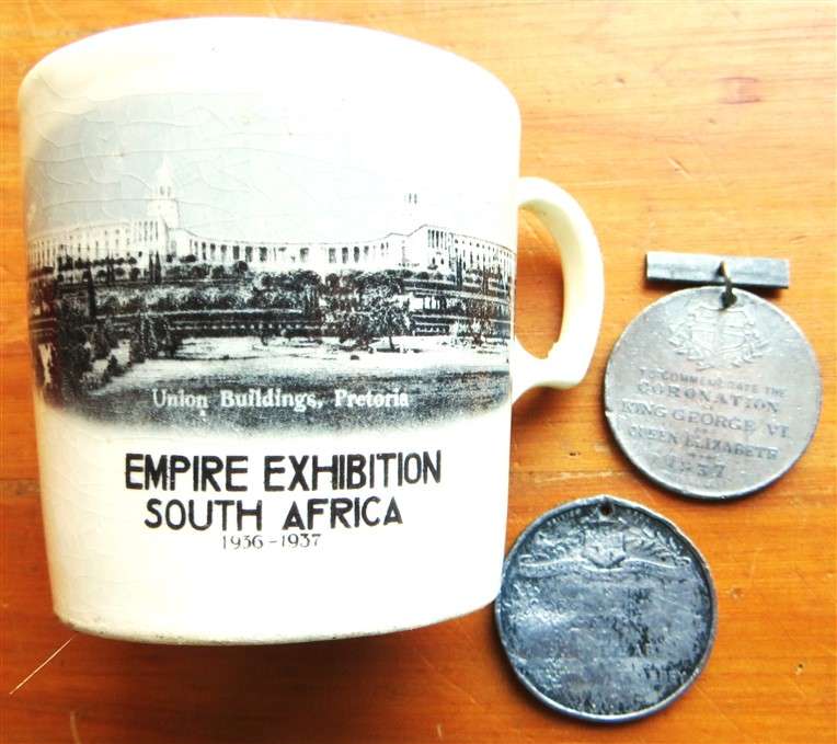 1936-37 Empire Exhibition Mug + 2 x 1937 Medallions - All for 1 Bid