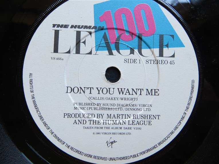 The Human League - Don't You Want Me Baby Vinyl 7 single