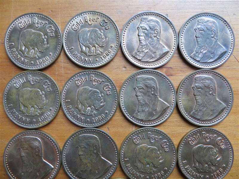 13 x Gold Reef City Mint Pennies - Lustre - Bid per Coin