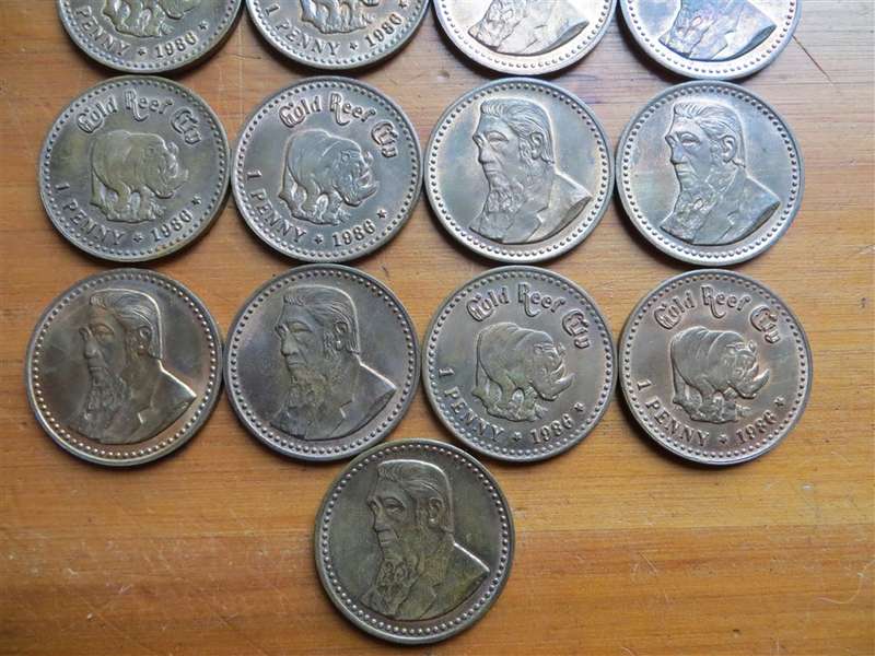 13 x Gold Reef City Mint Pennies - Lustre - Bid per Coin