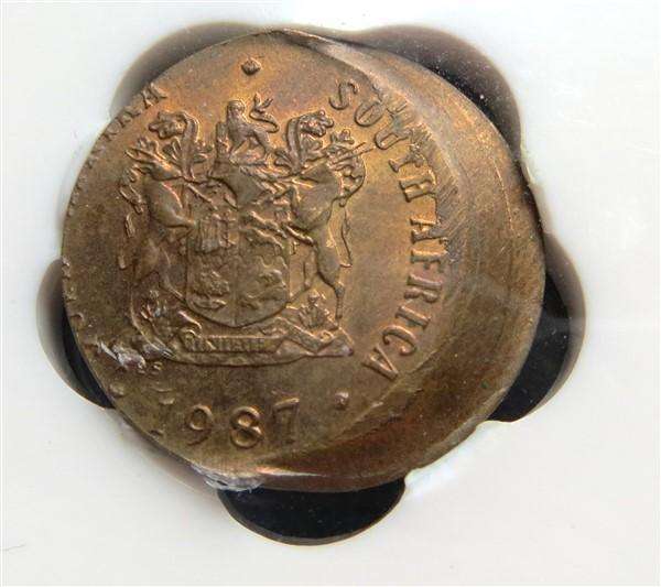 1987 1c Off Centre Strike - Mint Error coin - SANGS
