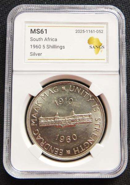 1960 SA Union 5 Shillings Crown MS61 Graded