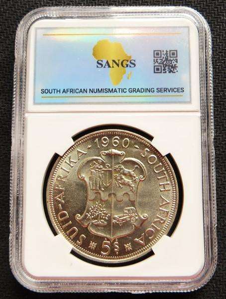 1960 SA Union 5 Shillings Crown MS61 Graded