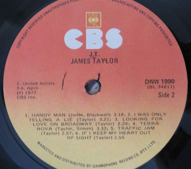James Taylor J.T Vintage Vinyl LP - VG
