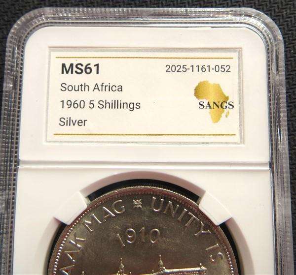 1960 SA Union 5 Shillings Crown MS61 Graded