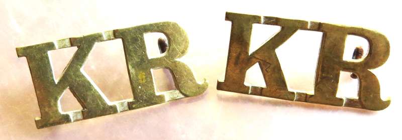 KR - Kimberley Regiment Shoulder Title Badges Pair