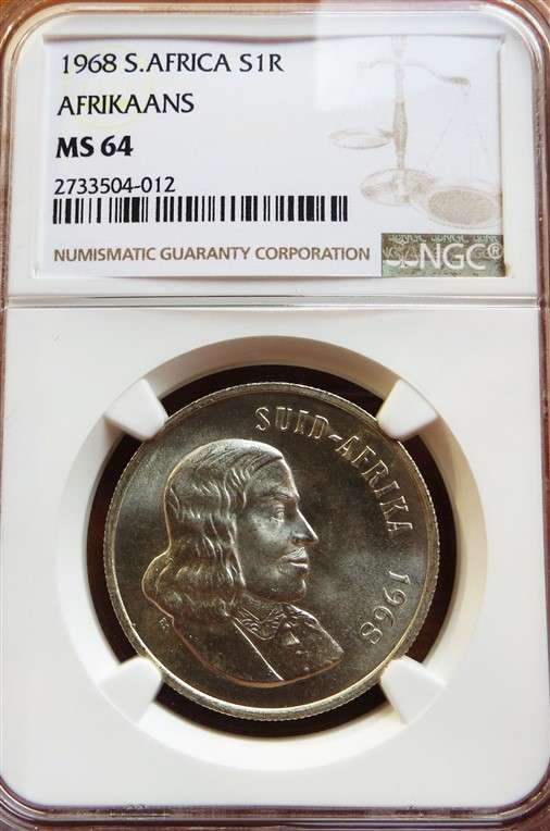 1968 Afrikaans R1 Silver NGC MS64