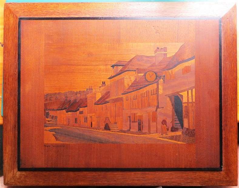 Vintage Marquetry Wood Inlay Artwork