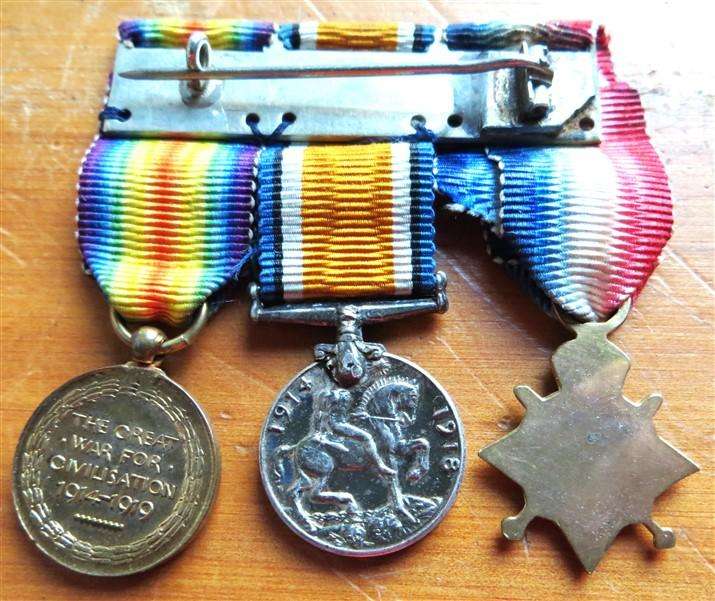 WW1 Medals Group of 3 Miniatures on Bar