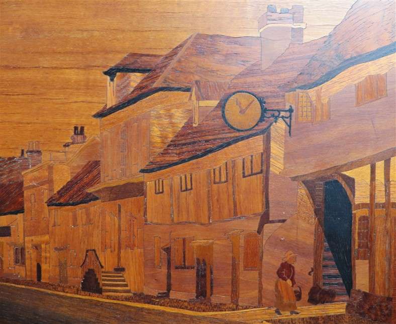 Vintage Marquetry Wood Inlay Artwork