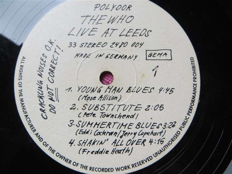 The Who - Live at Leeds - Vintage Vinyl LP G/see chip
