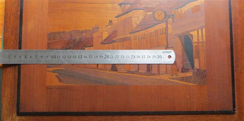Vintage Marquetry Wood Inlay Artwork