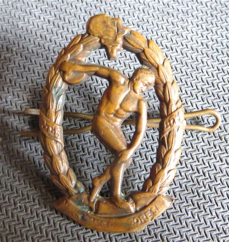 1941-46 Physical training Brigade Cap Badge - Worn with Lugs intact