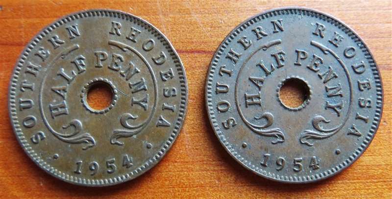 1954 Southern Rhodesia Halfpenny Coin Lot - Condition