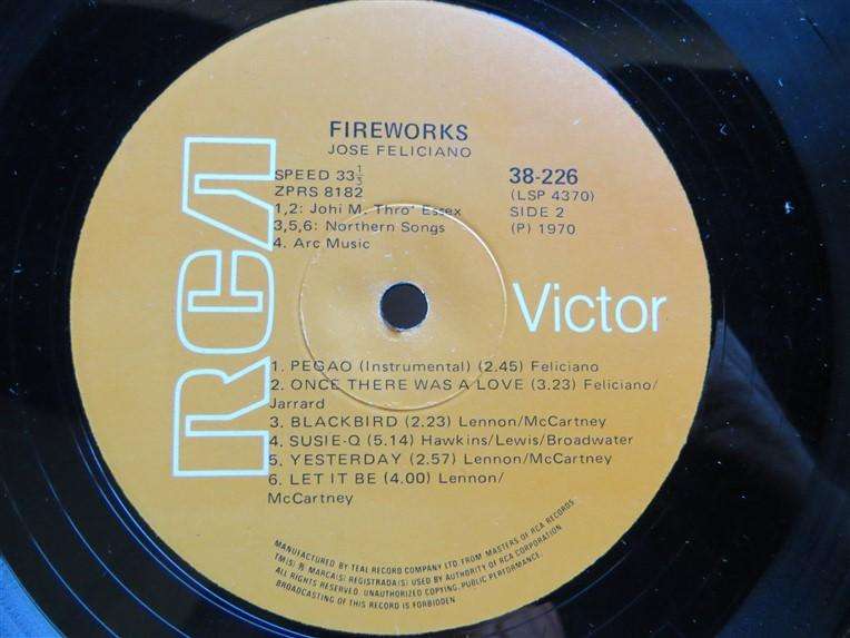 Fireworks - Jose Feliciano - Vintage Vinyl LP VG