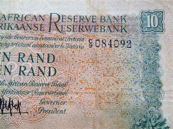 MH De Kock 10 Rand Note #C9 084082