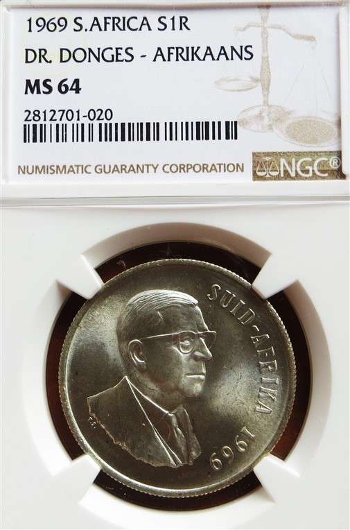 1969 Dr.Donges Afrikaans R1 Silver NGC MS64