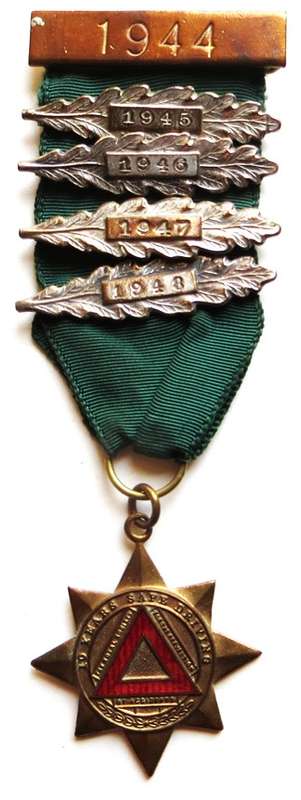 1944-48 10 Years Safe Driving Award Medal