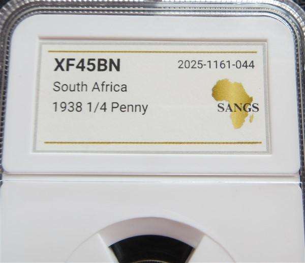 1938 SA Union 1/4d Quarter Penny XF45 Graded