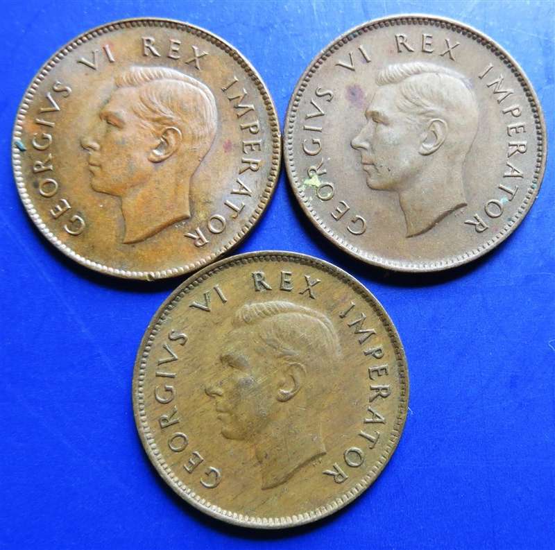 1942 + 43 + 44 Union Quarter Penny 1/4d Farthing