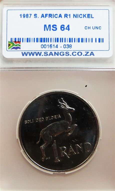 1987 South Africa R1 SANGS MS64 Choice UNC