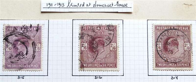 1911-13 Great Britain SG 315/316/317 2/6 Shillings Somerset House
