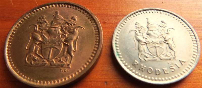 1977 Rhodesia 1c + 5c Coin Lot - Condition