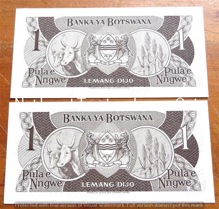 Botswana 1 Pula - Pair Consecutive Numbers - A2 Prefix - Bid per Note