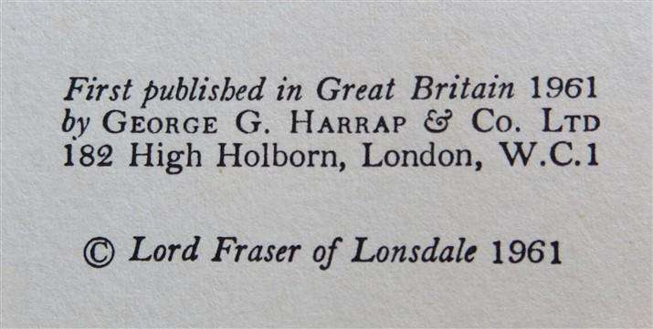 My Story of St Dunstan's - Signed by Author - Lord Fraser of Lonsdale