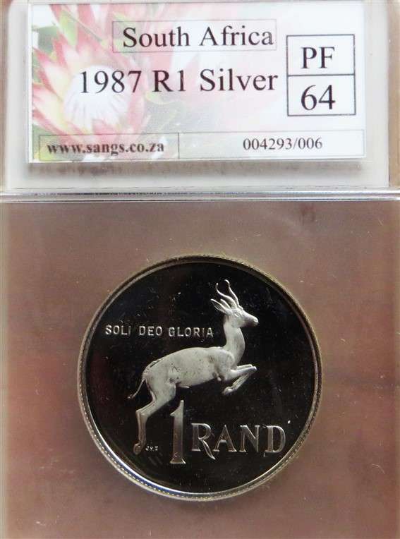1987 South Africa Silver R1 SANGS PF64