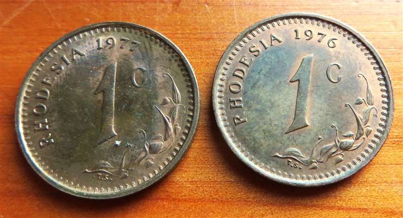 1977 + 1976 Rhodesia 1c Coin Lot - Condition