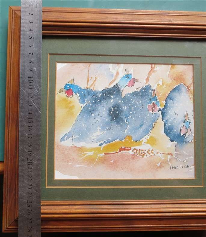 Artist signed Print - Framed with Glass - Guinea Fowl Peter Kidd