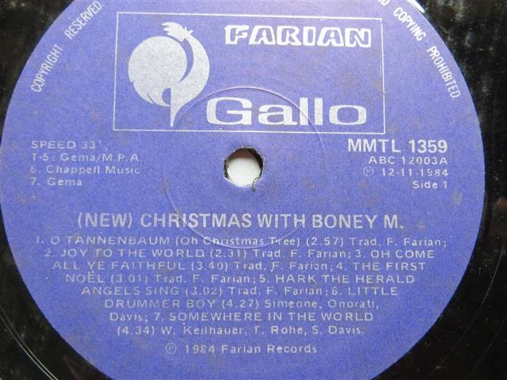 Christmas with Boney M - Vintage Vinyl LP - VG