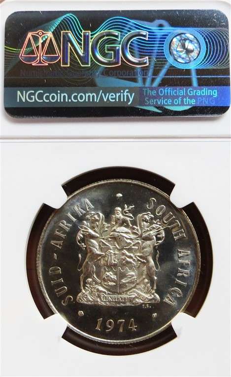 1974 SA Silver R1 NGC PF67 Cameo High Grade - Only 15 Coins Higher