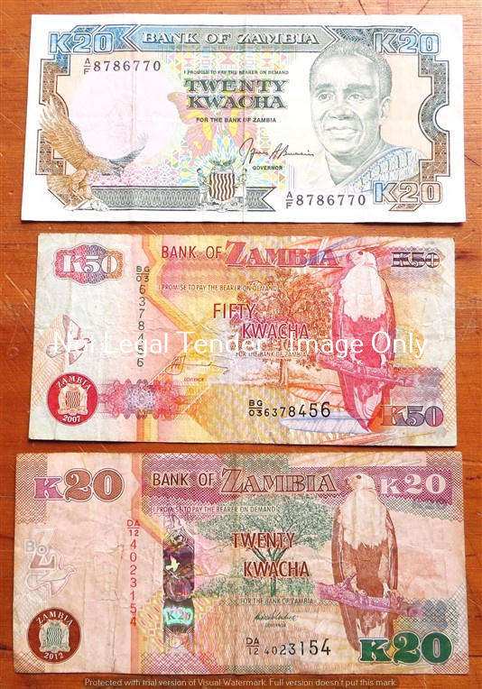 3 x Zambia - Bank Notes - Bid per Note