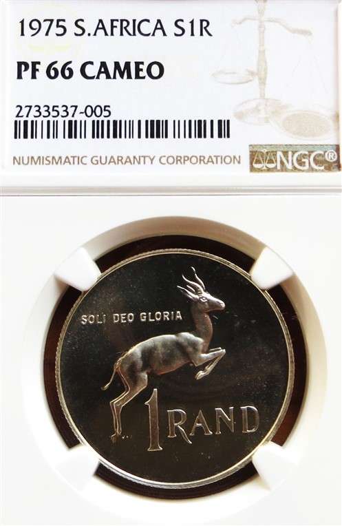 1975 SA Silver R1 NGC PF66 Cameo High Grade - Only 6 Coins Higher