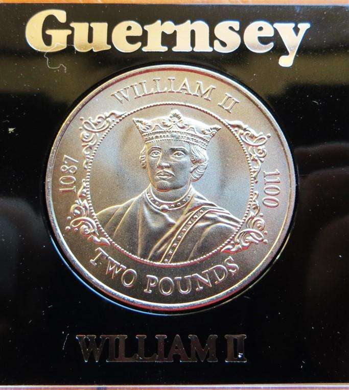 1988 Guernsey 2 Pounds Crown - William II Commemorative in Capsule