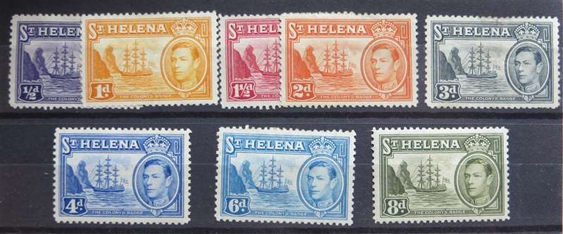 St Helena King George VI Part Set og 8 Stamps - Mint