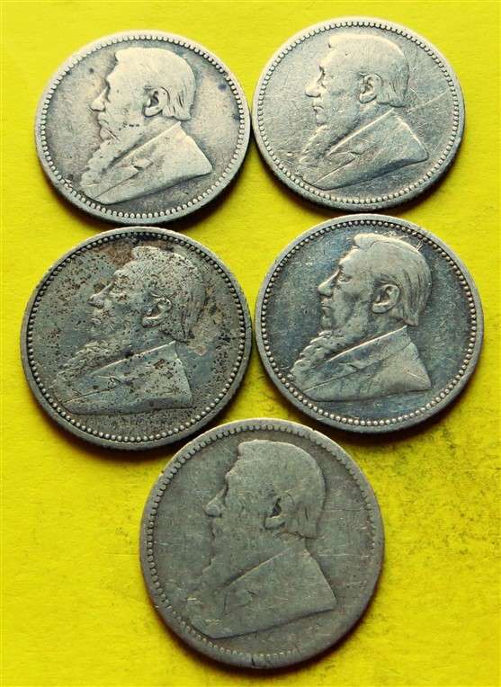 5 x 1894 ZAR 0.925 Silver 6d Six Pence Coin - Bid per Coin