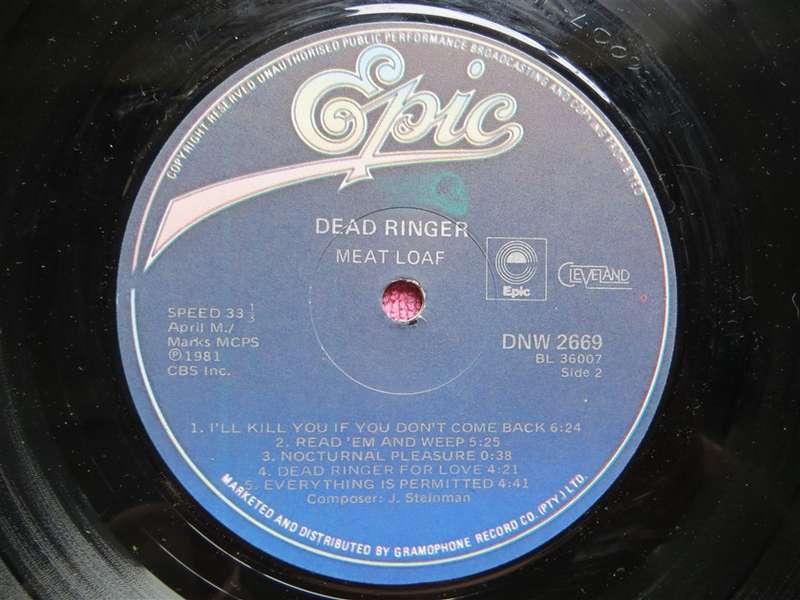 Meat Loaf Dead Ringer + free copy of Bat out of hell no cover - Vintage Vinyl LP VG