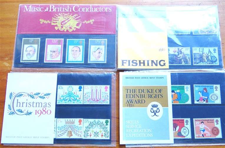 4 x GB Mint Stamp Set Packs  - 1 Bid for All