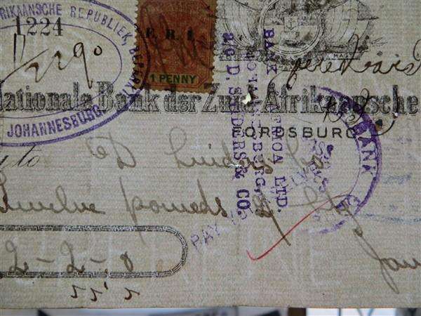 ZAR Cheque - 9 June 1901 - 12 Pounds & 2 Shillings