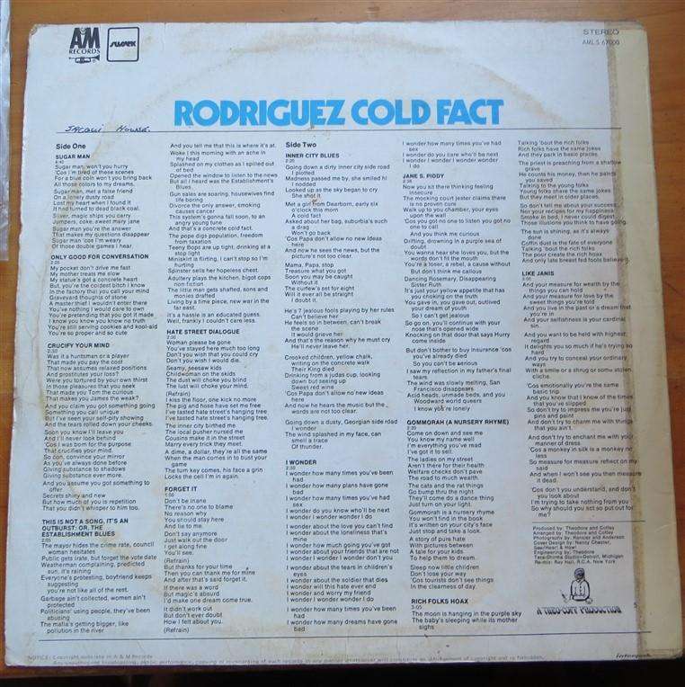 Rodriguez - Cold Fact - Vintage Vinyl LP VG - AMLS67000